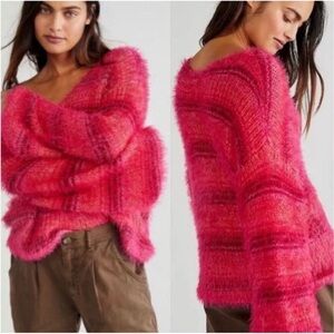 Free People Gelato Pink eyelash sweater